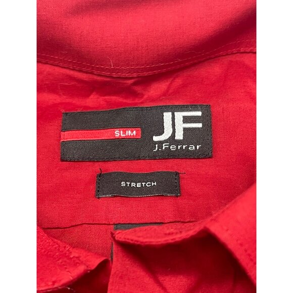 j ferrar button up long sleeve shirt solid red collar slim stretch size XL READ - Picture 7 of 11